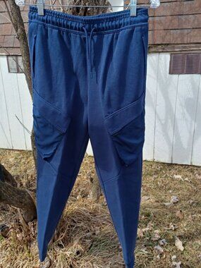 Athletic Fit Navy Casual Jogger Pants Elastic Waistband Cargo Pockets Boys XXL18